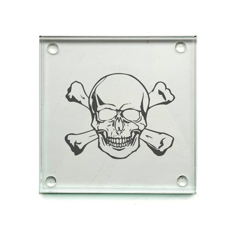 skull misc drinks coaster digital engraving mockup / engraving preview