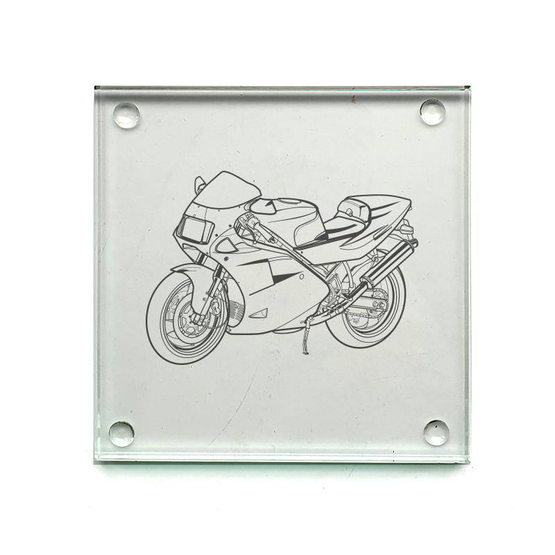 duc 888 motorcycle drinks coaster digital engraving mockup / engraving preview