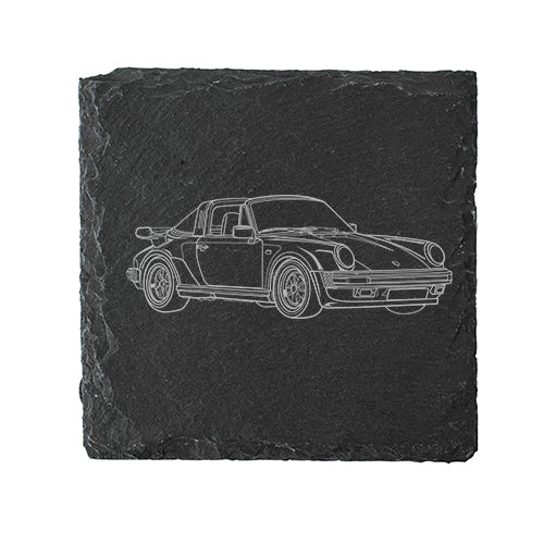 911 carrera targa super sport car drinks coaster digital engraving mockup / engraving preview