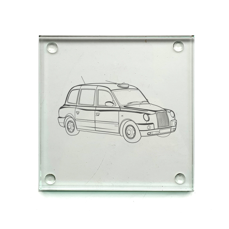 london taxi car drinks coaster digital engraving mockup / engraving preview