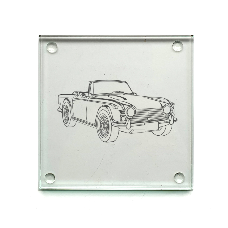 tri tr250 car drinks coaster digital engraving mockup / engraving preview