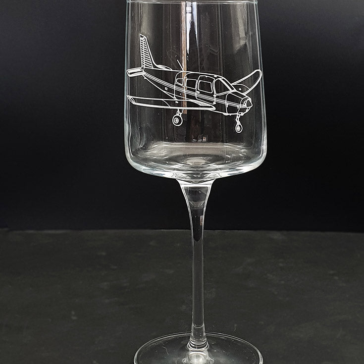 Piper PA28 aircraft engraved on Iconic Wine Glass