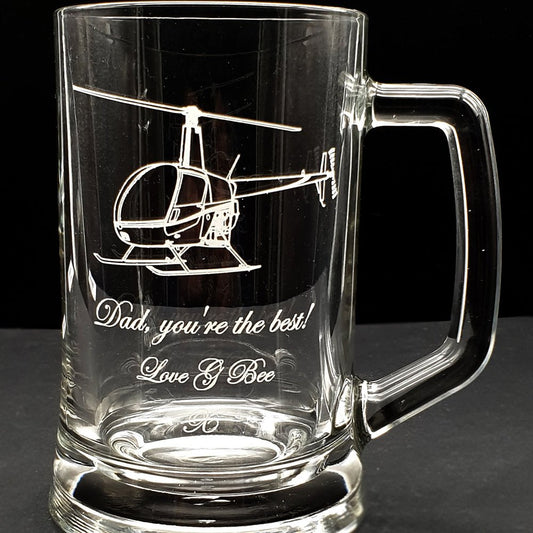 Glider Aircraft Helicopter Aviation Themed Beer Glass Tankard Selection | Giftware Engraved