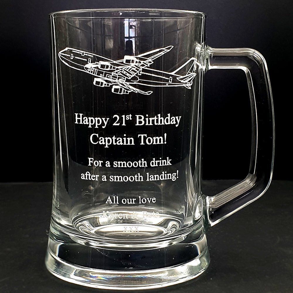 Glider Aircraft Helicopter Aviation Themed Beer Glass Tankard Selection | Giftware Engraved