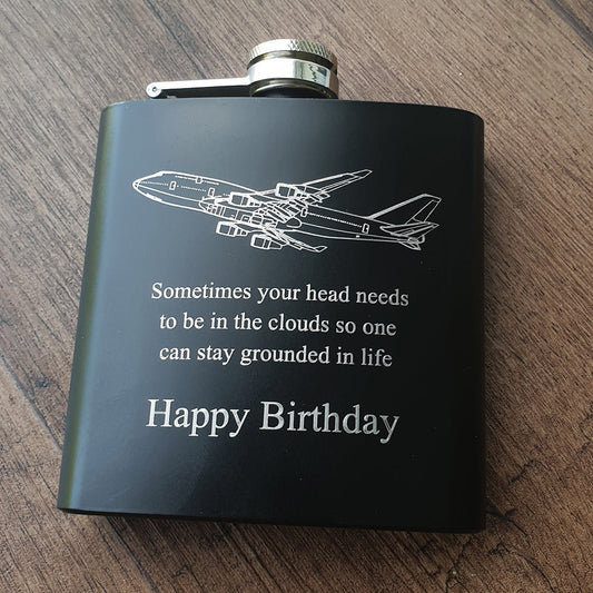 Glider Aircraft Helicopter Aviation Themed Hip Flask Selection | Giftware Engraved
