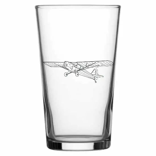 Auster J Series aircraft Beer glass– digital engraving mockup / engraving preview