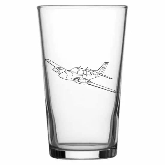 Beechcraft Baron aircraft Beer glass – digital engraving mockup / engraving preview