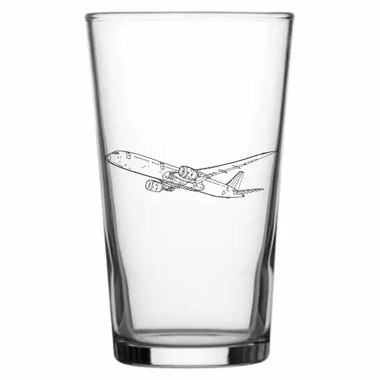 Boeing 787 Dreamliner Beer glass – digital engraving mockup / engraving preview