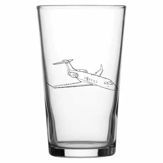 Bombardier Challenger 350 aircraft Beer glass – digital engraving mockup / engraving preview