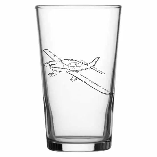 Cessna Columbia 350 Aircraft Beer glass – digital engraving mockup / engraving preview