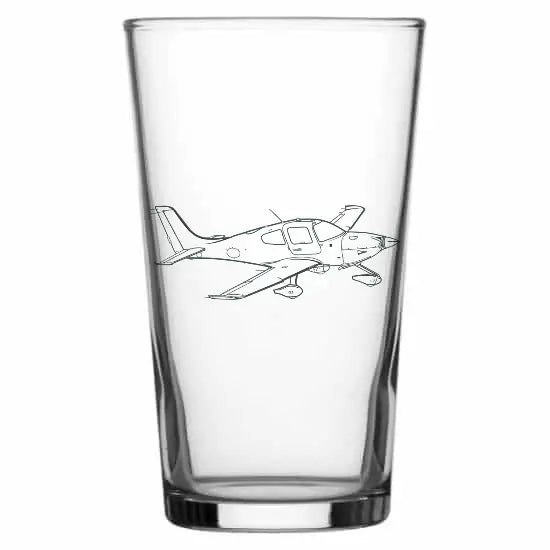 Cirrus SR20 Aircraft Beer glass – digital engraving mockup / engraving preview