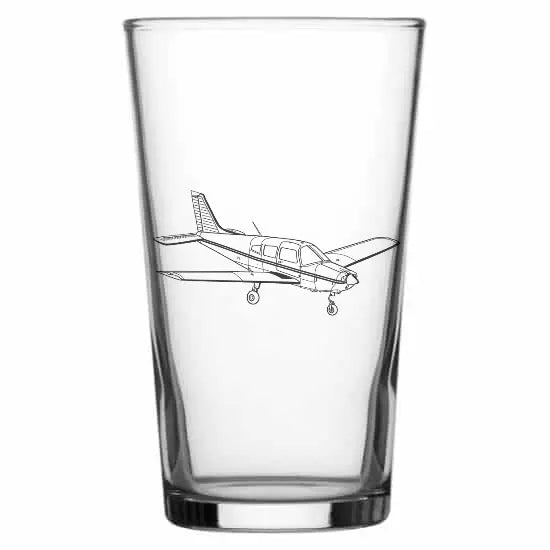 piper pa28.webp aircraft beer glass digital engraving mockup / engraving preview