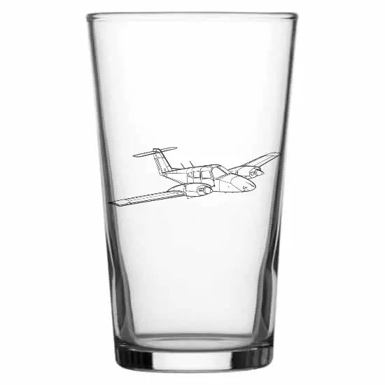 Piper PA44 Seminole aircraft Beer glass – digital engraving mockup / engraving