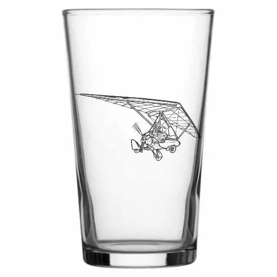 Pegasus microlight trike Beer glass – digital engraving mockup / engraving
