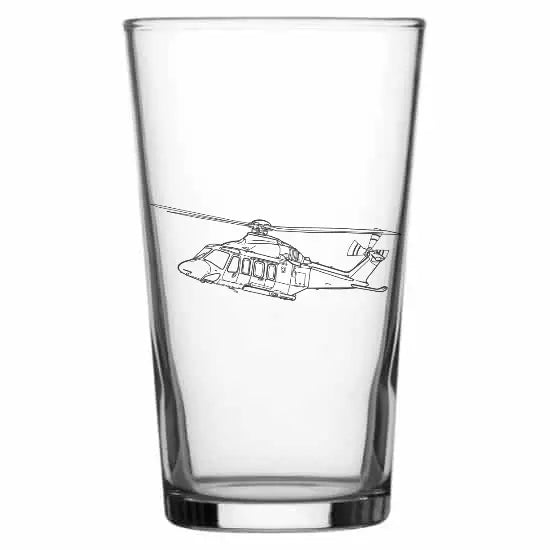 agustawestland aw139 helicopter Beer glass – digital engraving mockup / engraving