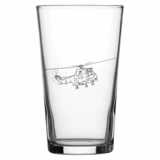 puma helicopter Beer glass – digital engraving mockup / engraving