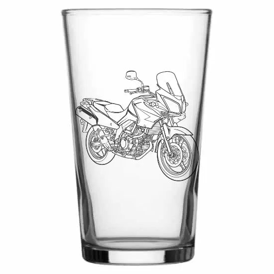 DL650 V strom motorcycle Beer glass – digital engraving mockup / engraving