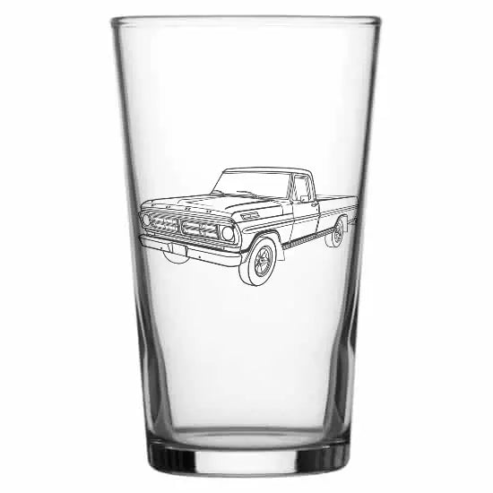 F100 pickup truck Beer glass – digital engraving mockup / engraving