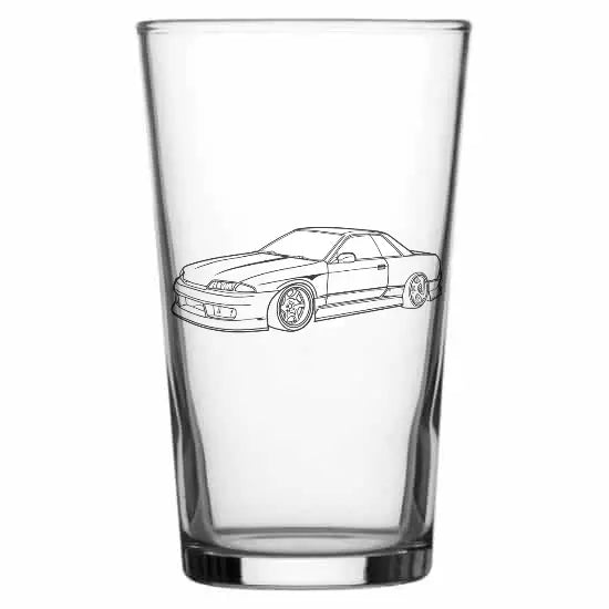 modified r32 skyline car Beer glass – digital engraving mockup / engraving