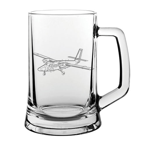 twin otter aircraft glass tankard digital engraving mockup / engraving preview