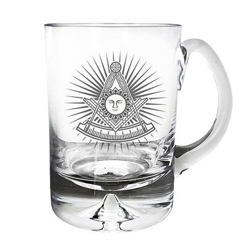 masonic face starburst glass tankard digital engraving mockup / engraving preview