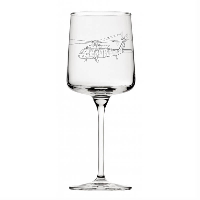 UH60 Blackhawk helicopter wine glass digital engraving mockup / engraving preview