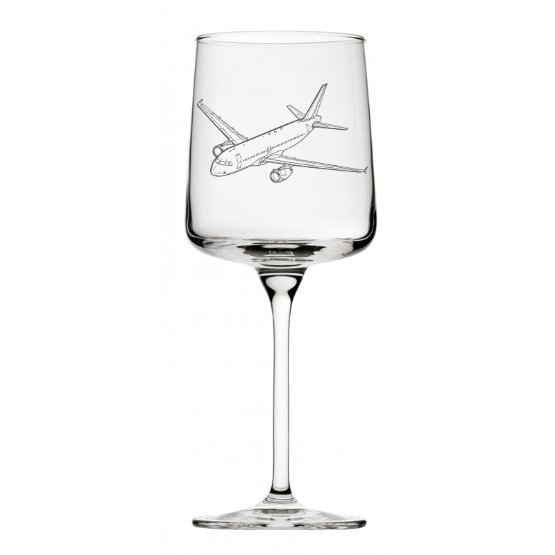airbus a320 Aircraft wine glass digital engraving mockup / engraving preview