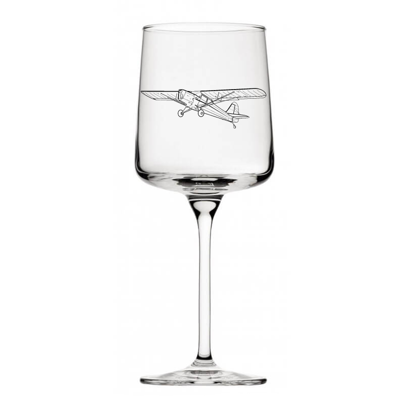 auster j series aircraft wine glass digital engraving mockup / engraving preview
