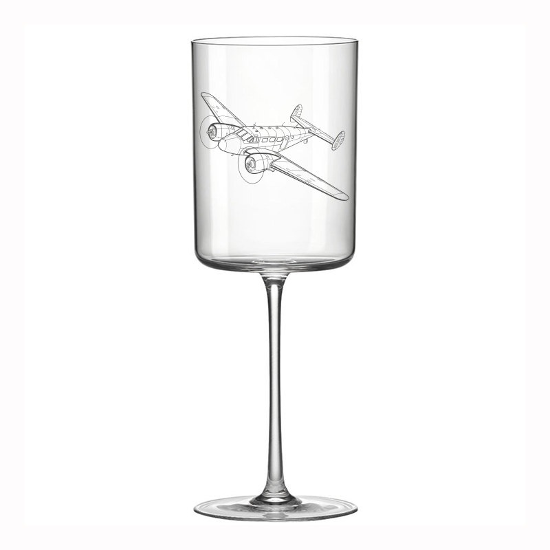 beecraft 18 aircraft wine glass digital engraving mockup / engraving preview