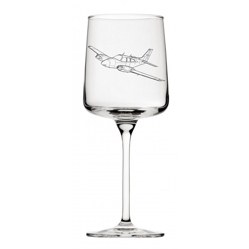 beechcraft baron aircraft wine glass digital engraving mockup / engraving preview