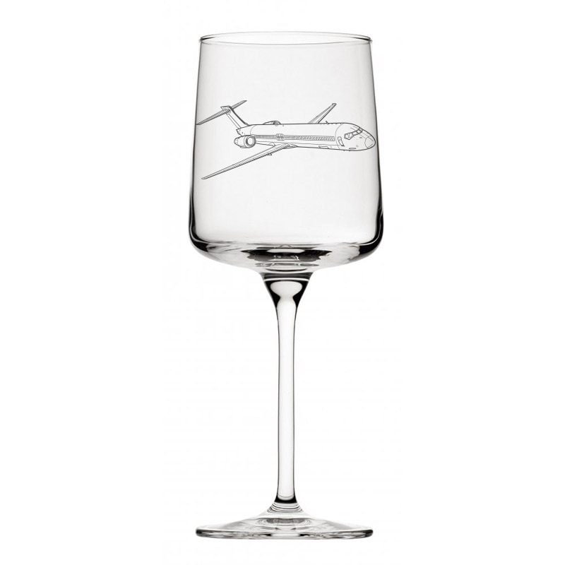 boeing 717 aircraft wine glass digital engraving mockup / engraving preview