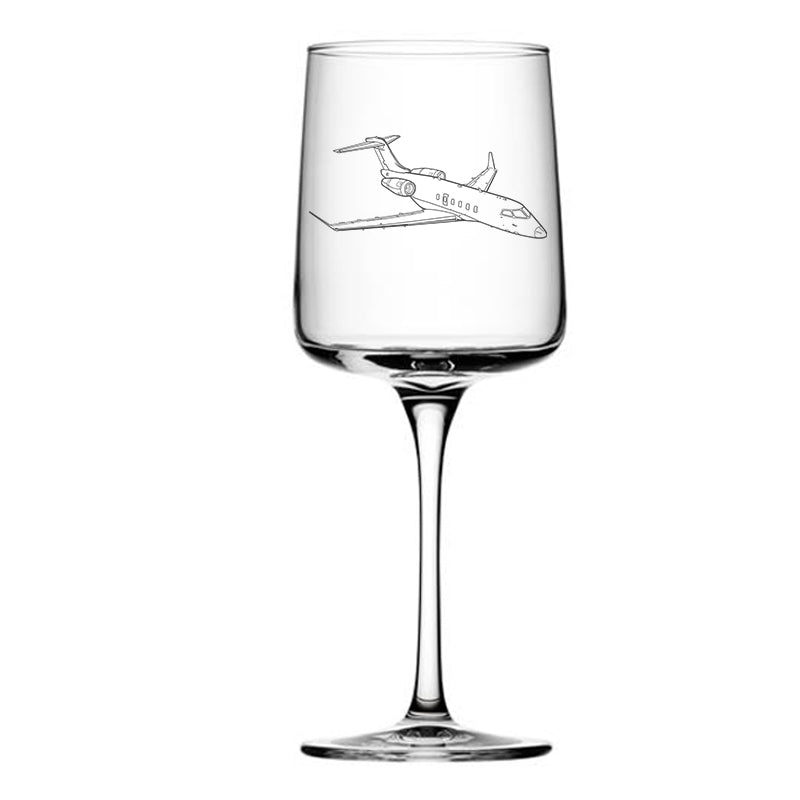bombardier challenger 350 aircraft wine glass digital engraving mockup / engraving preview