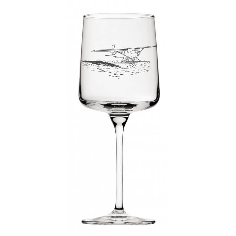 cessna seaplane aircraft wine glass digital engraving mockup / engraving preview