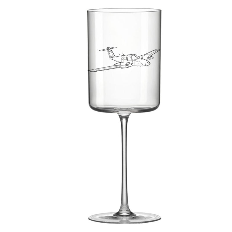pa44 seminole aircraft wine glass digital engraving mockup / engraving preview