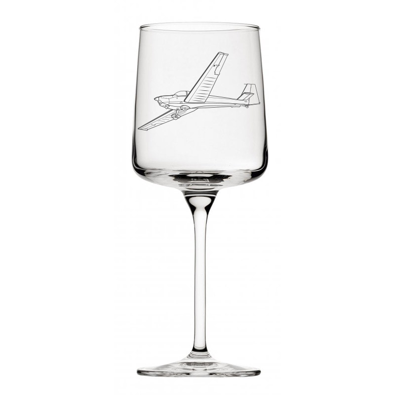 sf25c falke motorglider wine glass digital engraving mockup / engraving preview