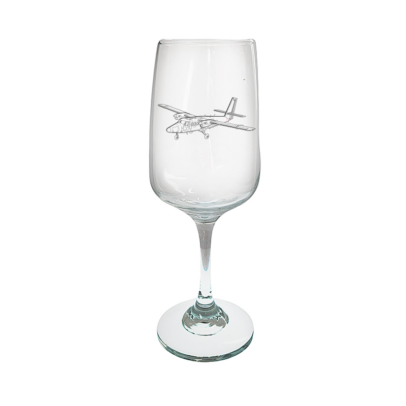 twin otter aircraft wine glass digital engraving mockup / engraving preview