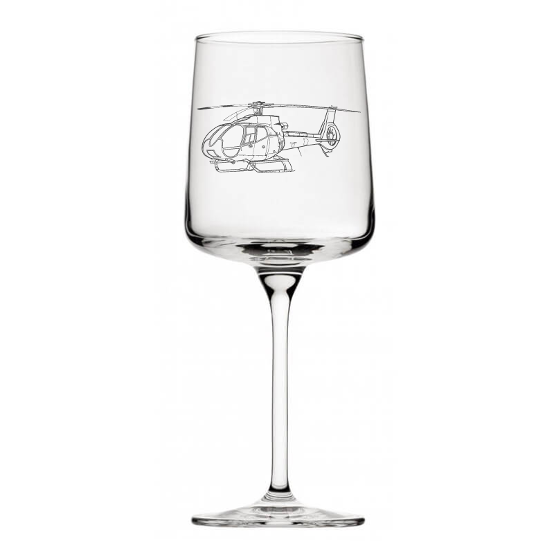 ec130 Eurocopter wine glass digital engraving mockup / engraving preview