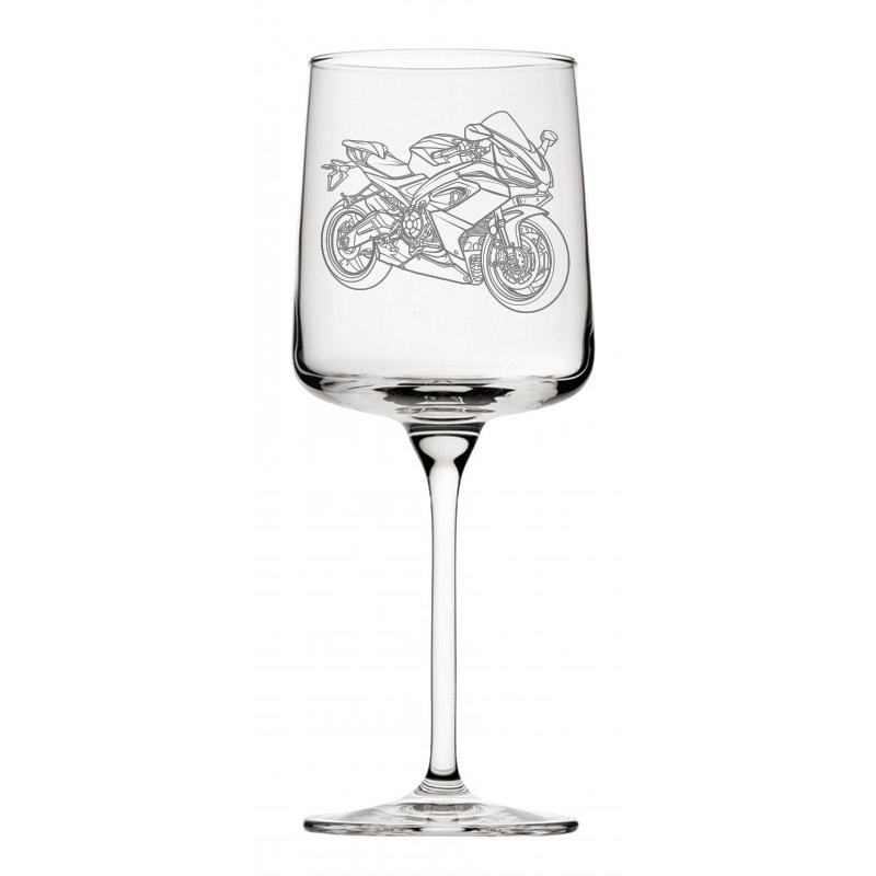apri rs660 motorcycle wine glass digital engraving mockup / engraving preview