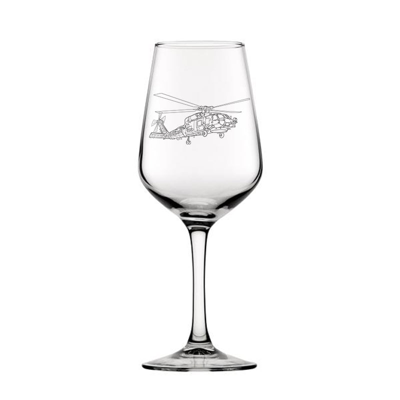 sh60 seahawk helicopter wine glass digital engraving mockup / engraving preview