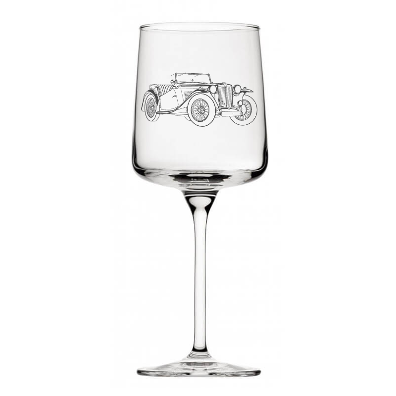 1945 mg tc car wine glass digital engraving mockup / engraving preview