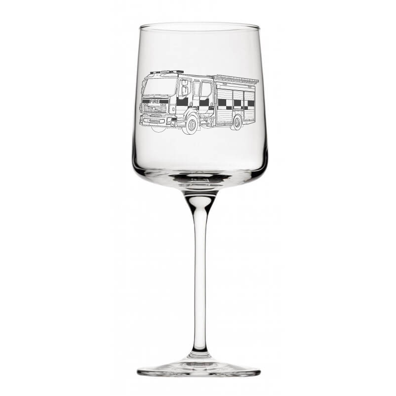 fire truck wine glass digital engraving mockup / engraving preview