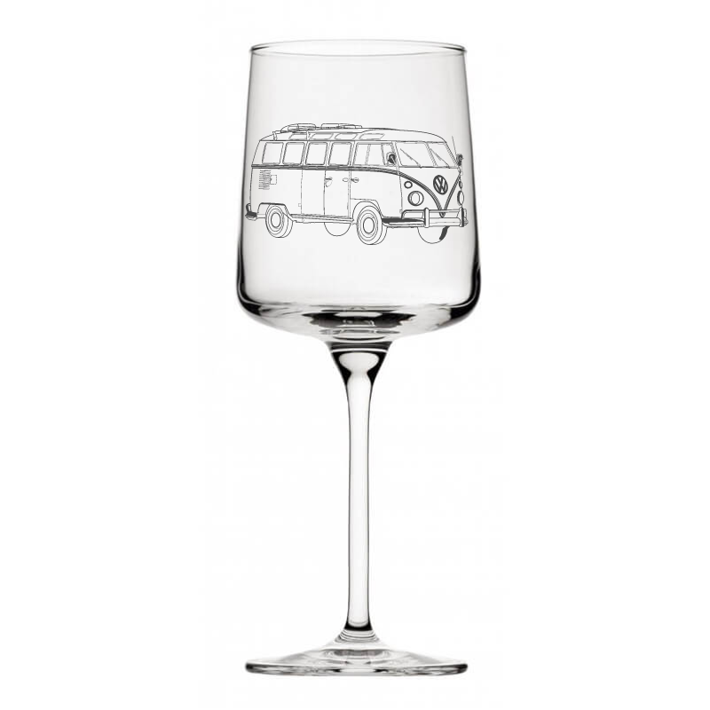 hippy campervan wine glass digital engraving mockup / engraving preview
