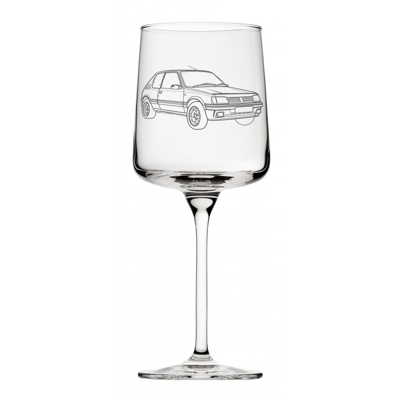 peug 205 car wine glass digital engraving mockup / engraving preview
