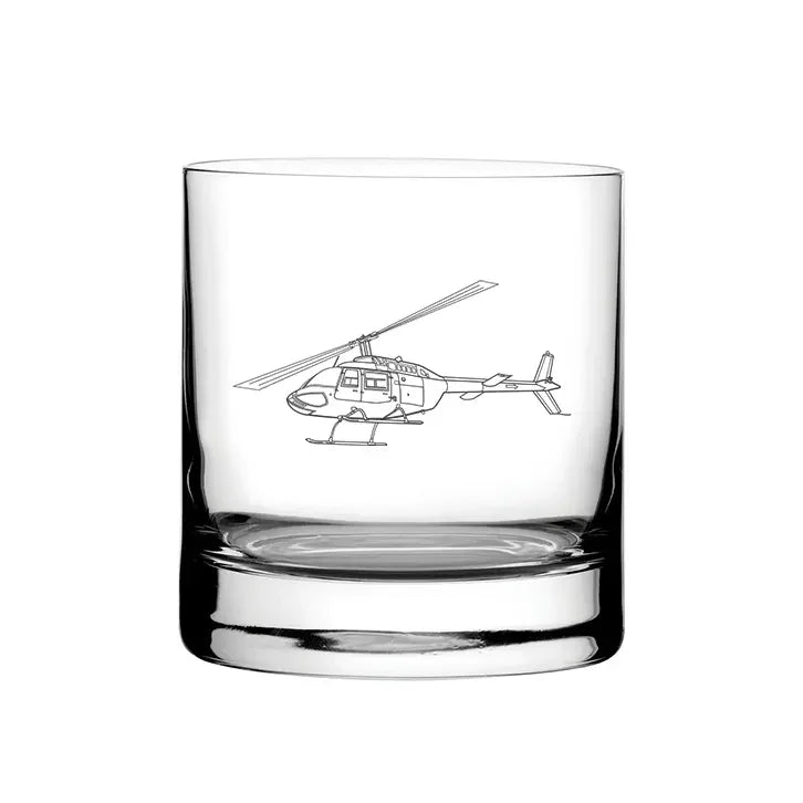 Bell Jet Ranger Helicopter glass tumbler – digital engraving mockup / engraving preview
