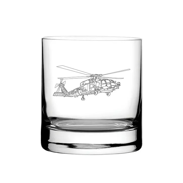 Sikorsky SH60 Seahawk Helicopter glass tumbler – digital engraving mockup / engraving preview