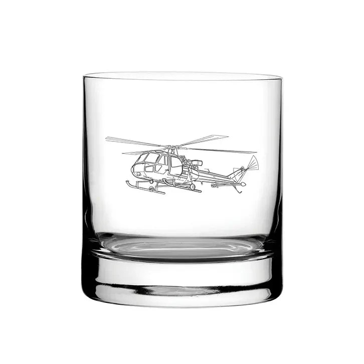 Westland Scout Helicopter glass tumbler – digital engraving mockup / engraving preview