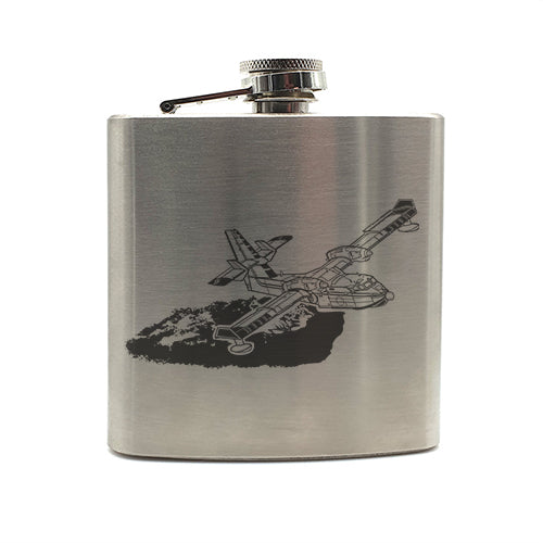 cl145 aerial fire fighter aircraft hip flask digital engraving mockup / engraving preview