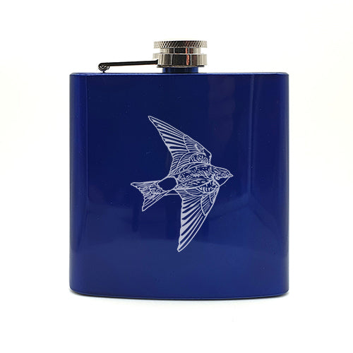 house martin bird hip flask digital engraving mockup / engraving preview
