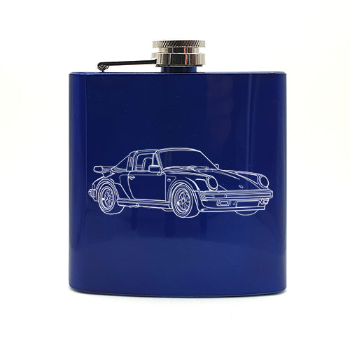 911 carrera targa super sport car hip flask digital engraving mockup / engraving preview