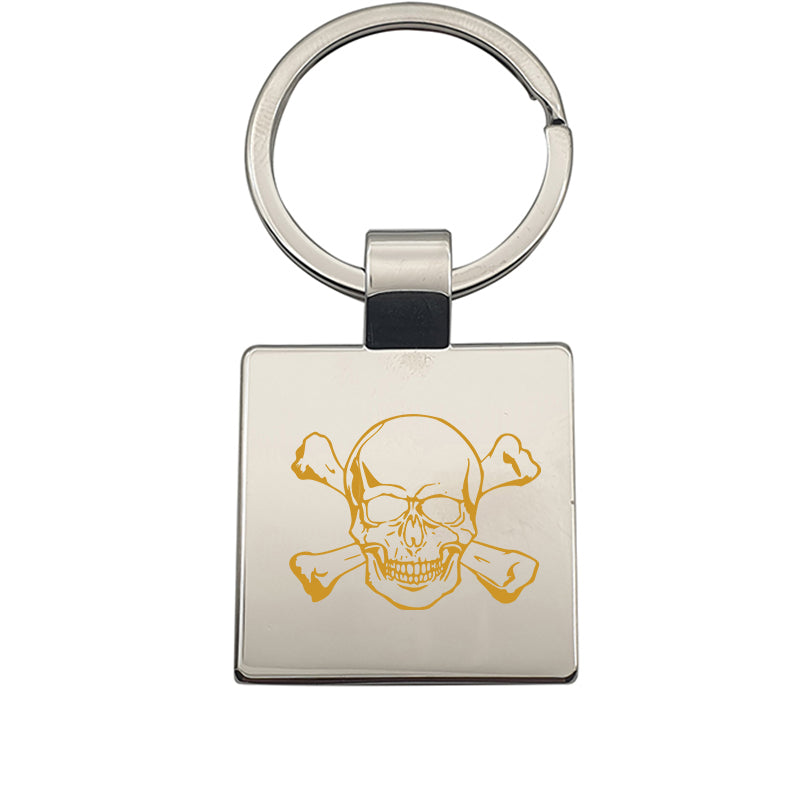 misc skull crossbones keyring digital engraving mockup / engraving preview
